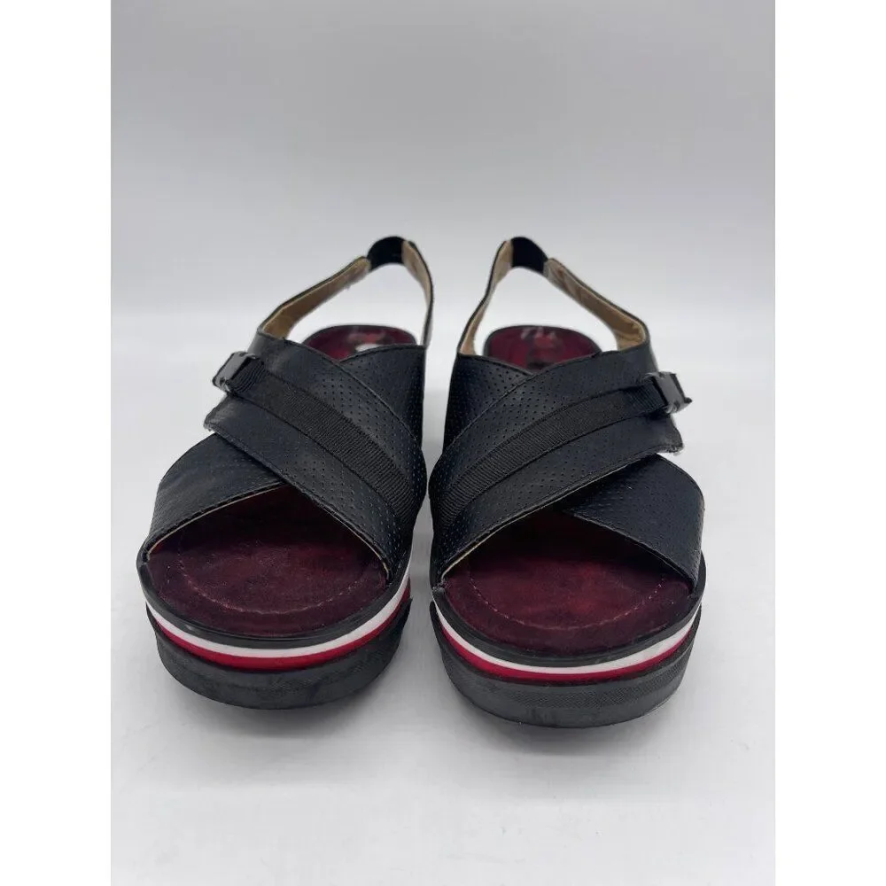 Adrienne Vittadini Women Black Slingback Platform Cross Front Sandal Size 8